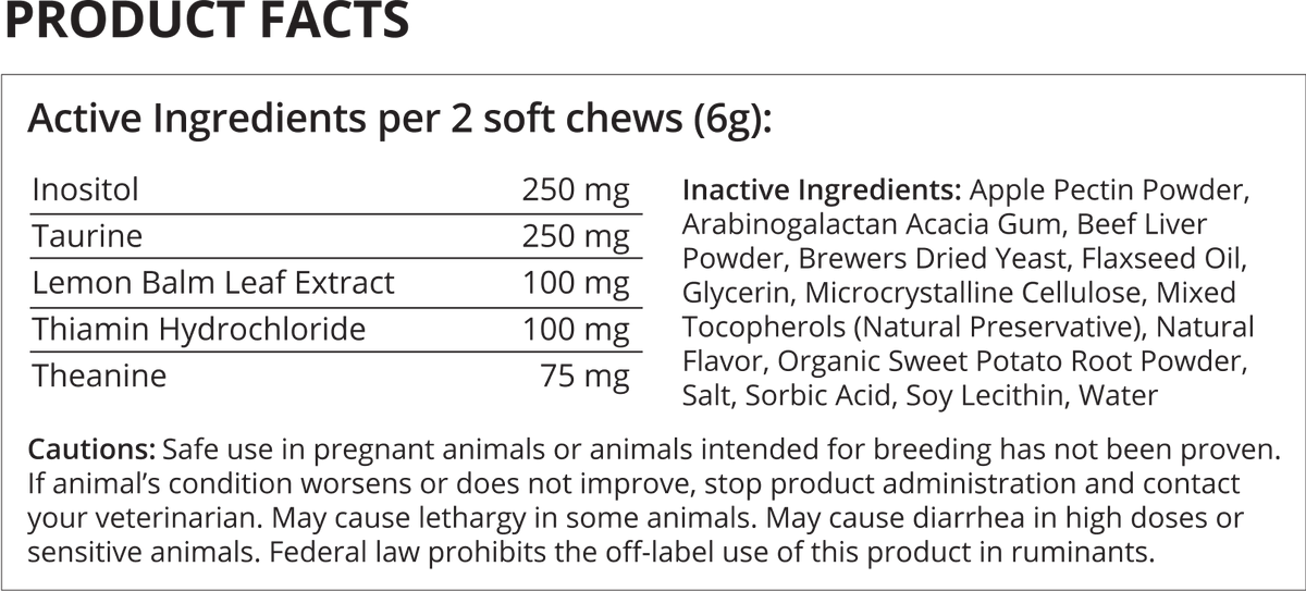 Calm Soft Chews supplement facts