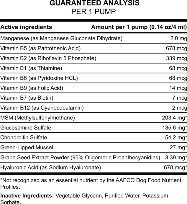 Hip & Joint Formula supplement facts